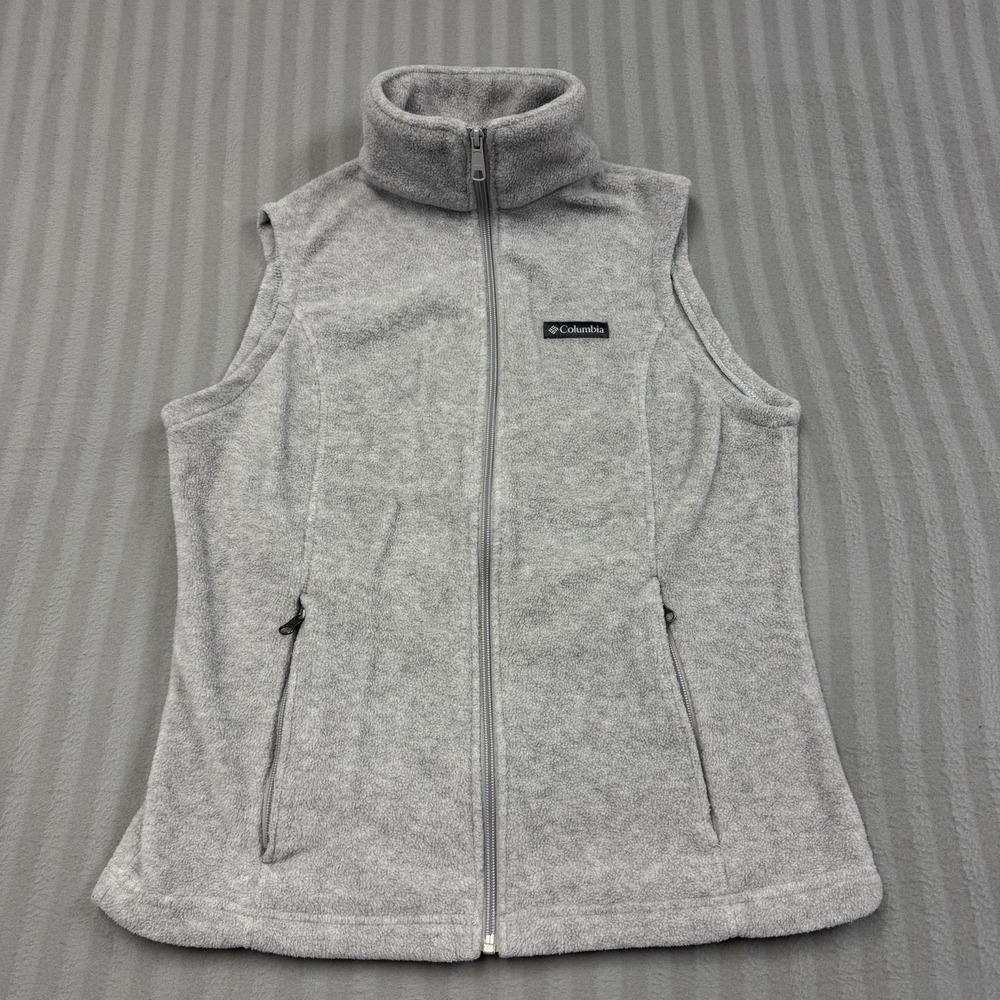 Columbia Full Zip Fleece Vest Womens Size Small Gray Sleeveless Adult
